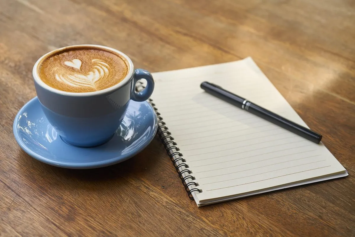 coffee, pen, notebook, open notebook, empty notebook, caffeine, cup, cafe, coffee cup, latte, latte art, cappuccino, morning coffee, coffee break, beverage, coffee, coffee, coffee, coffee, coffee